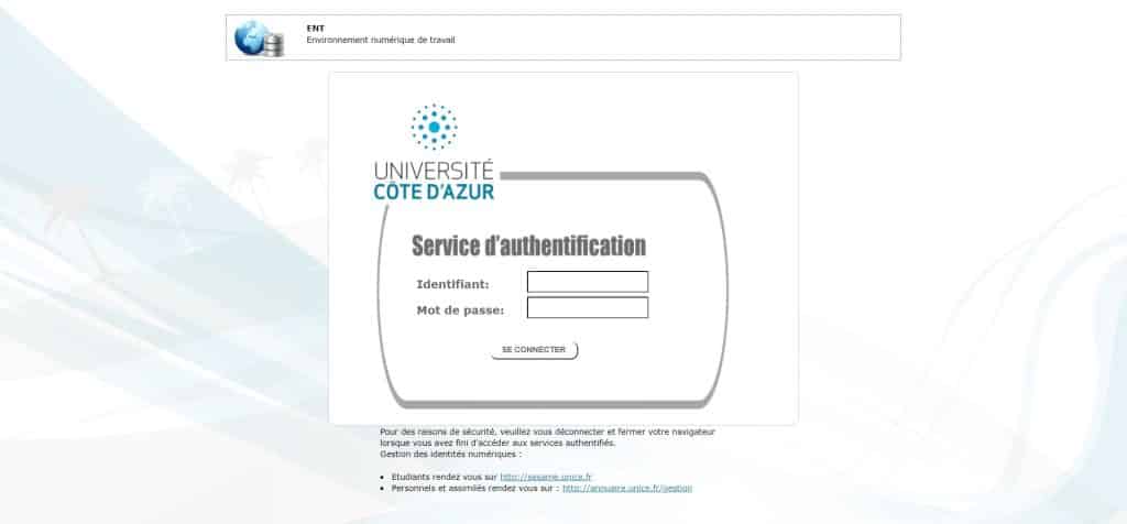 central authentication service login.unice .fr 
