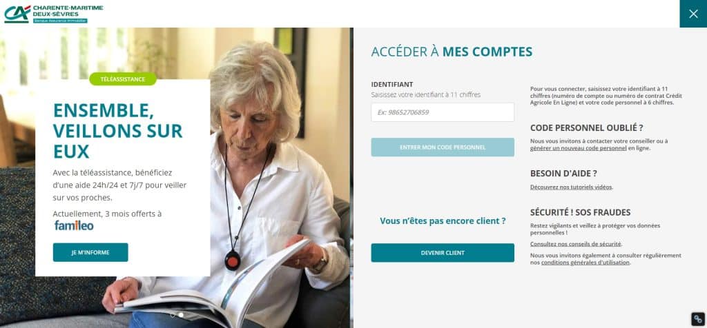 acceder a mes comptes credit agricole de charente maritime deux sev www.credit agricole.fr 