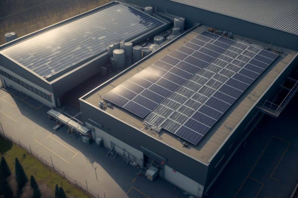 panneau solaire sur toit usine entreprise
